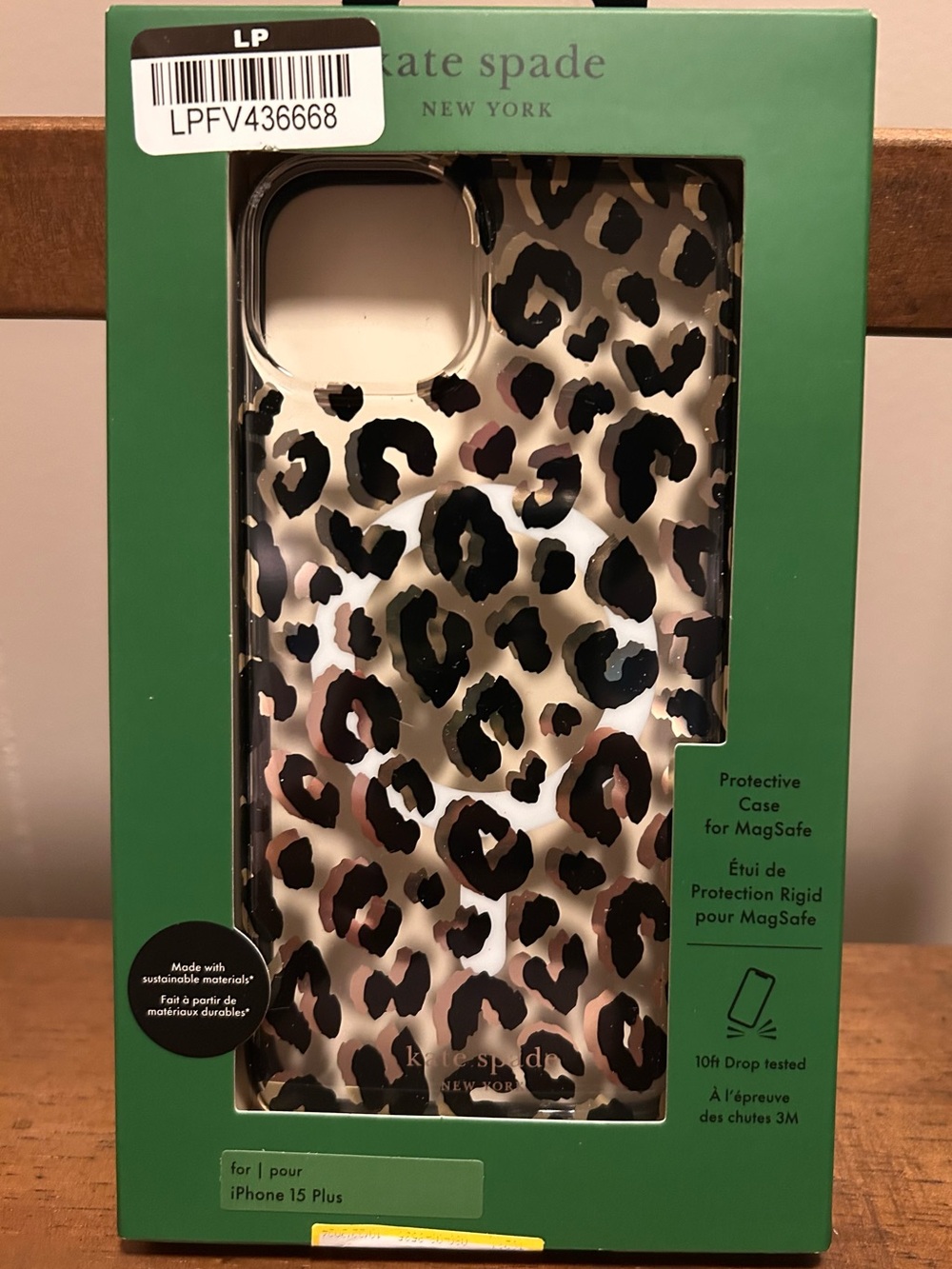 Kate Spade New York Leopard Print iPhone 15 Plus MagSafe Case - Brown/Black